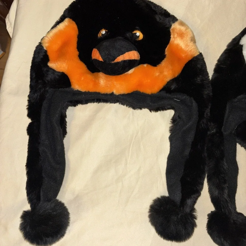 NWT Sea World Plush 3D Hat Lot Of 2 Orca Whale & Emperor Penguin Youth Adult